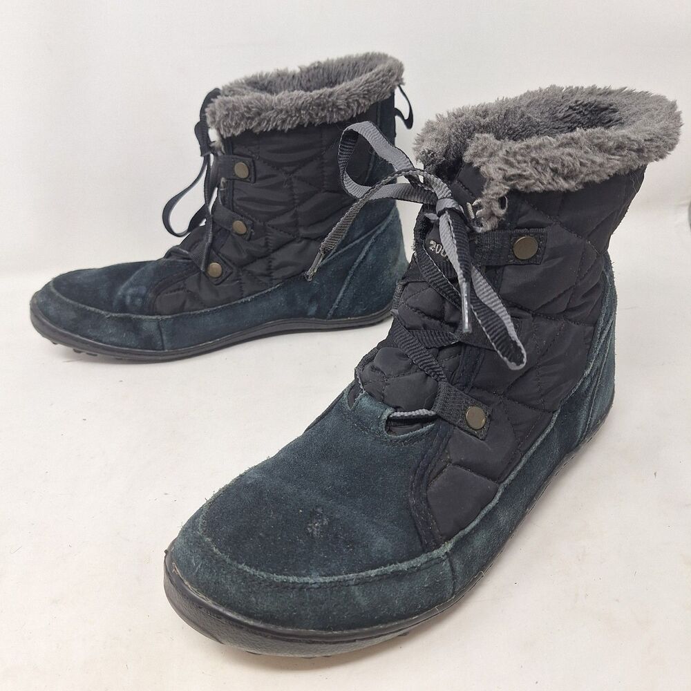 Columbia Black Suede Minx Shorty III Omni Heat Insulated Snow Boots Size 8.5